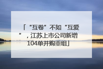 “互卷”不如“互爱”，江苏上市公司新增104单并购重组