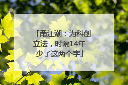 甬江潮：为科创立法，时隔14年少了这两个字