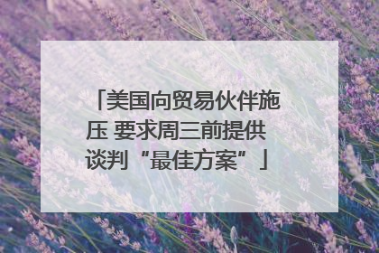 美国向贸易伙伴施压 要求周三前提供谈判“最佳方案”