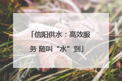 信阳供水：高效服务 随叫“水”到
