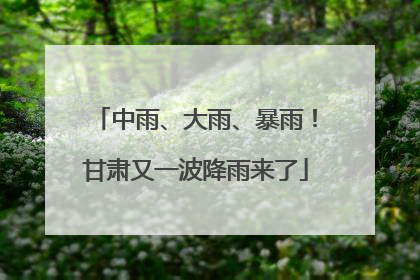 中雨、大雨、暴雨！甘肃又一波降雨来了