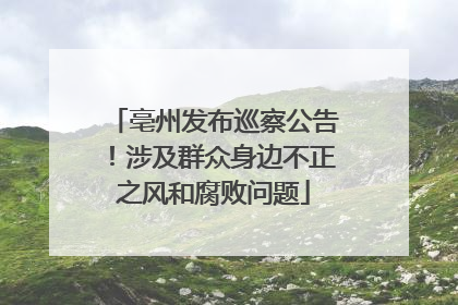 亳州发布巡察公告！涉及群众身边不正之风和腐败问题