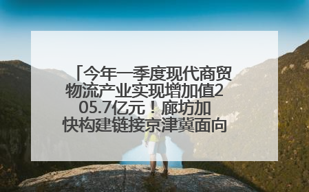 今年一季度现代商贸物流产业实现增加值205.7亿元！廊坊加快构建链接京津冀面向全世界的物流通道
