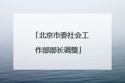 北京市委社会工作部部长调整