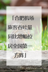 合肥机场旅客吞吐量同比增幅位居全国第一方阵