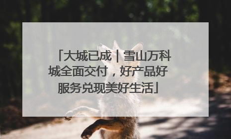 大城已成｜雪山万科城全面交付，好产品好服务兑现美好生活