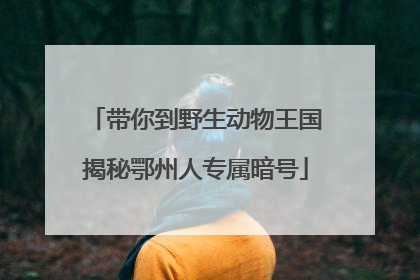 带你到野生动物王国揭秘鄂州人专属暗号