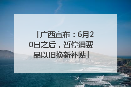 广西宣布：6月20日之后，暂停消费品以旧换新补贴