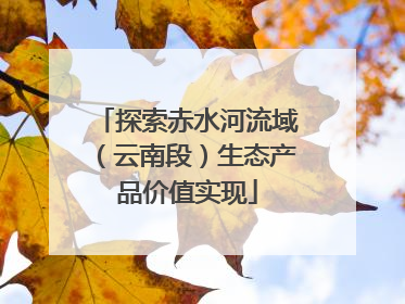 探索赤水河流域（云南段）生态产品价值实现