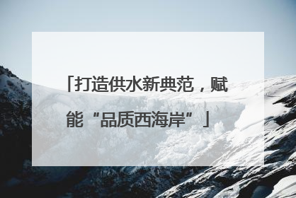 打造供水新典范，赋能“品质西海岸”
