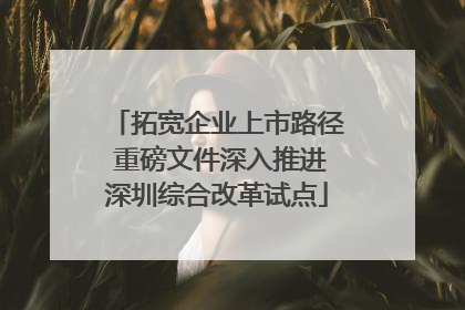拓宽企业上市路径 重磅文件深入推进深圳综合改革试点