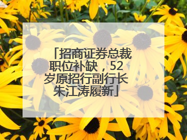 招商证券总裁职位补缺，52岁原招行副行长朱江涛履新
