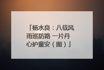 杨水良：八载风雨巡防路 一片丹心护童安（图）