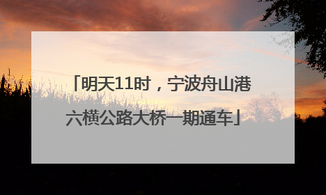 明天11时，宁波舟山港六横公路大桥一期通车