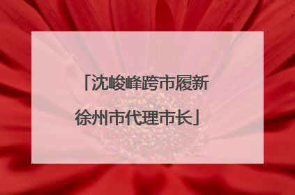 沈峻峰跨市履新徐州市代理市长