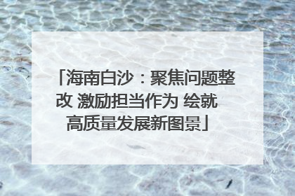 海南白沙：聚焦问题整改 激励担当作为 绘就高质量发展新图景