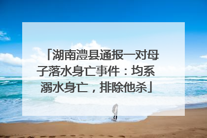 湖南澧县通报一对母子落水身亡事件：均系溺水身亡，排除他杀